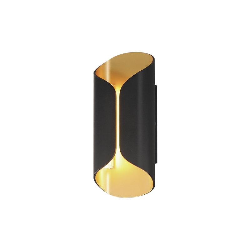 Alessandrino Aluminum LED Wall Light, Gold/Black, 13.75" H x 6.25" W x 3.25" D