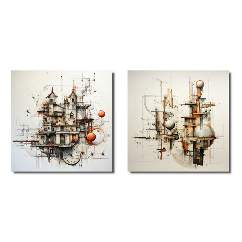 «Surealism», «Ensemble de 2 collages surréels», Toile tendue, H 16 po x l 33 po
