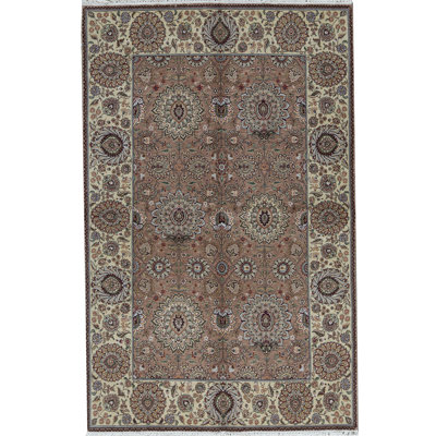 Tapis oriental en laine noué à la main Manchuria ivoire / brun