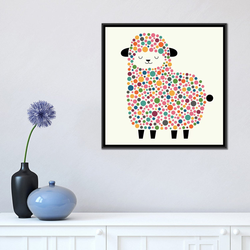 Art sur toile Adda Bubble Sheep, H 18 po x l 18 po x P 1,5 po, Toile encadrée noire, Non mat
