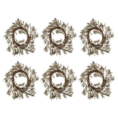 Couronne de bougies en buis artificiel couleur or champagne (lot de 6), style glamour, pour décorer une table ou un mur en toute saison.