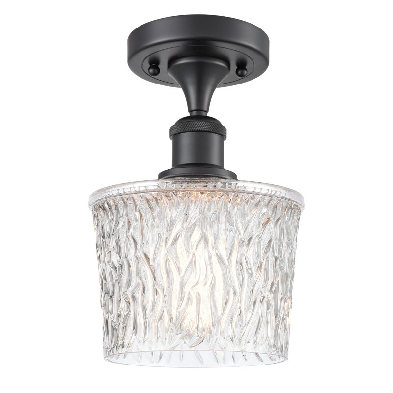 Plafonnier semi-encastré 1 lumière 6,5 po Camire, Ampoule non incluse, Noir mat