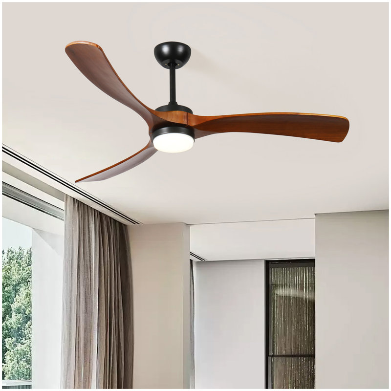 Ventilateur de plafond 52 po 3 feuilles en bois massif