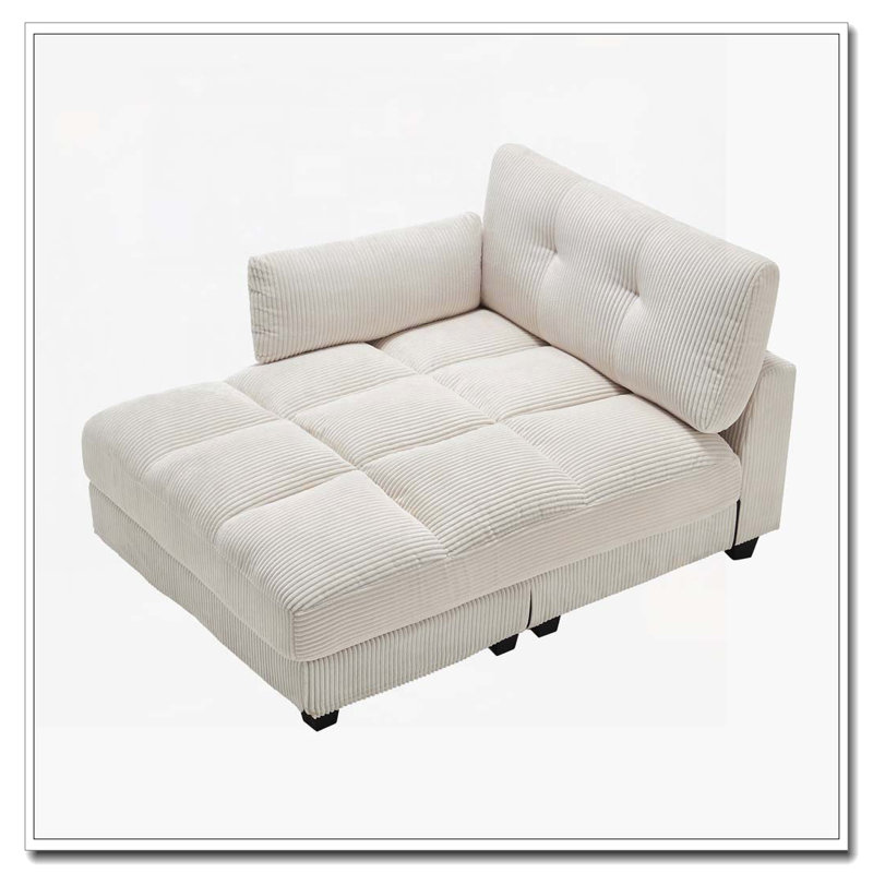 Méridienne surdimensionnée en velours côtelé, Beige