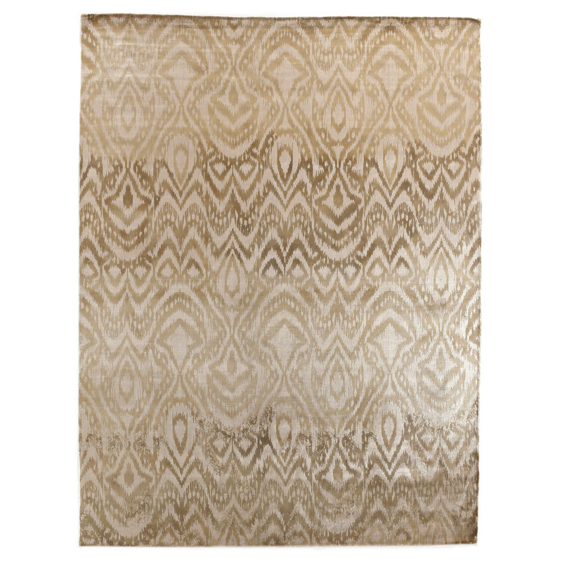 Carrera Hand Loomed Abstract Area Rug in Beige, Rectangle 8' x 10'