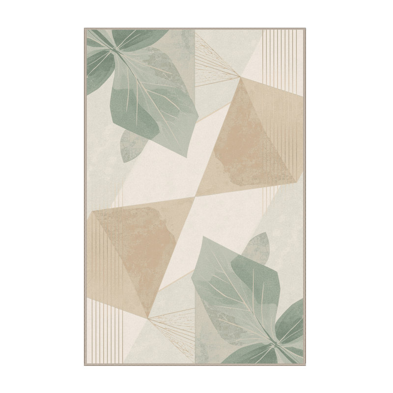 Machine Washable Pascasio Mint Minimalist Geometric Rug in Beige – Beige Binding, 8x12