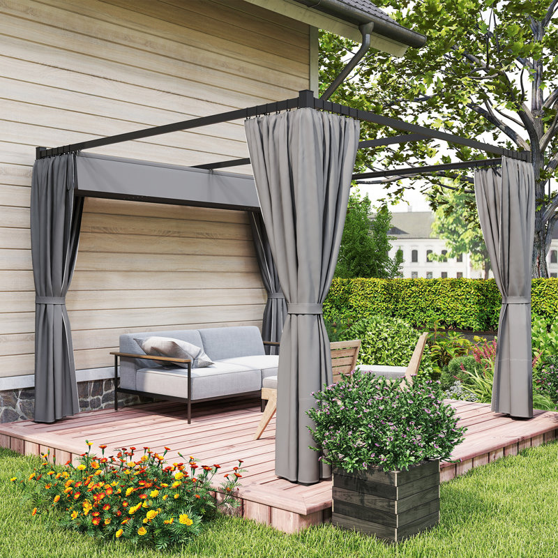 Altamahaw 3m x 3m Metal Pergola, Light Grey