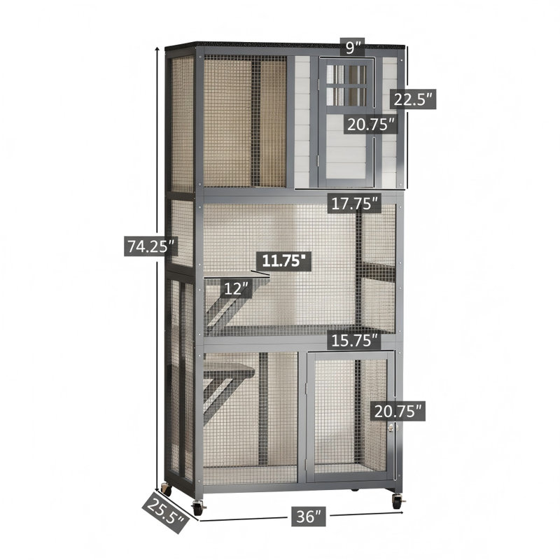 Habitation en bois substantielle pour les félins.