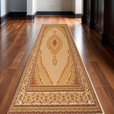 18' Beige And Cream Moroccan Runner Rug
