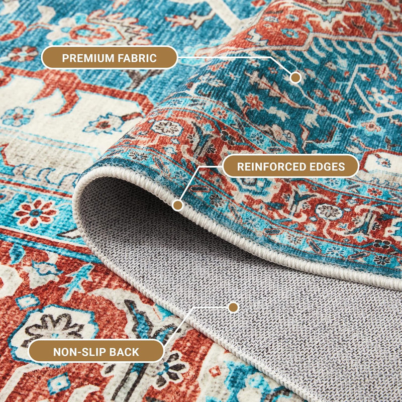 Aspire Homeware Blue Persian Style Area Rug, Rectangle 40 x 60 cm