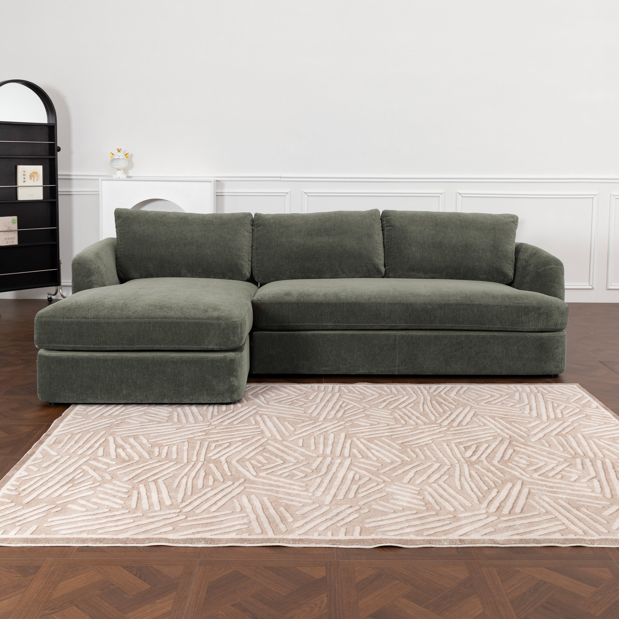 Alameda 109" Velvet Chaise Sectional, Juniper Velvet, Left Hand Facing