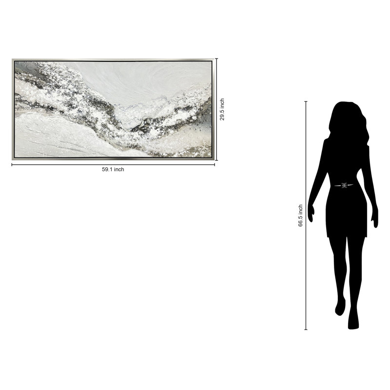 Art mural en toile encadrée «Snowy Drift» - 60 po x 30 po - cadre argenté