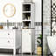 Grande armoire de rangement pour salle de bain - Tour autoportante en blanc antique avec 3 tablettes ouvertes et une tablette réglable. Compact pour les espaces étroits. De nombreuses options. Stable et sécuritaire. L 12,5 po x l 11,75 po x H 63,5 po