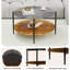 Table basse ronde Mid-Century moderne, plateau en verre 32,28 po avec tablette de rangement en bois, structure en métal noir, conception peu encombrante