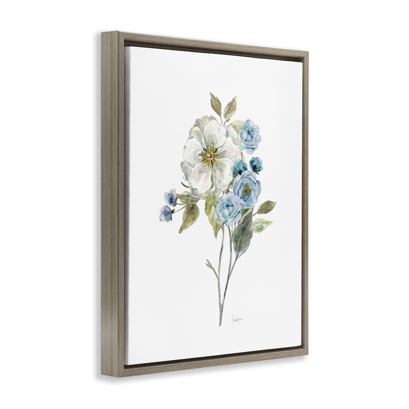 Bouquet botanique doux, H 21 po x l 17 po, Cadre flottant orme Montalcino