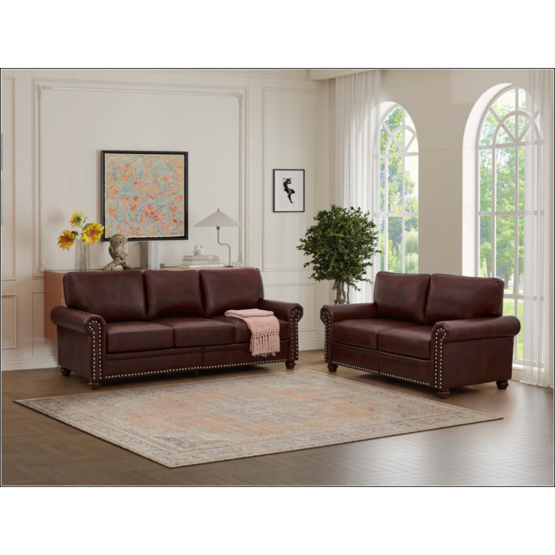 Living Room Sofa With Storage Sofa 2+3 Sectional Faux Leather, Burgundy
