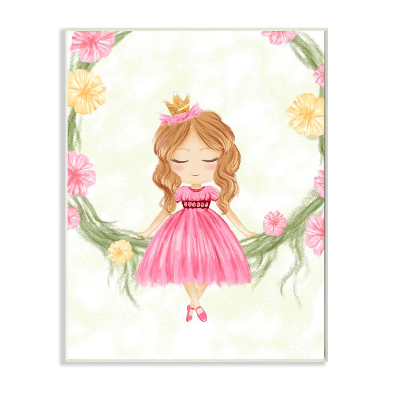 «Glam Princess» avec couronne rose pâle par Daphne Polselli - impression d'art graphique, H 19 po x l 13 po, Plaque murale