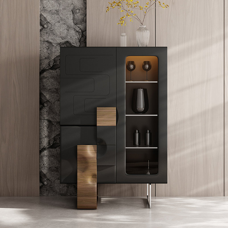 47.24" Minimalist Glass Wine Cabinet, Luxury Sideboard Buffet, Home Storage Cabinet for Living Room & Dining Room