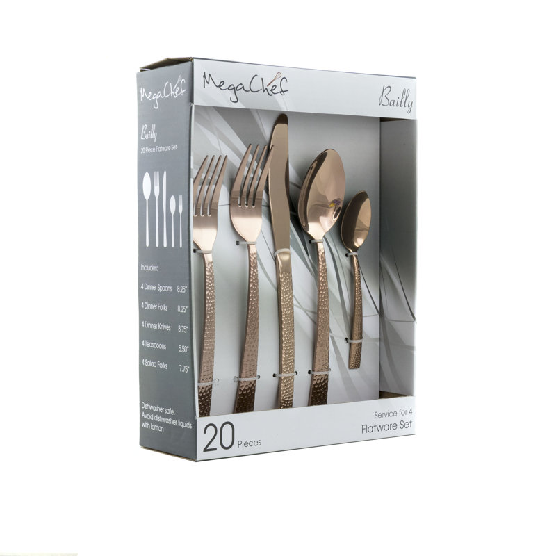 Ensemble de couverts de 20 articles pour quatre personnes, Or rose