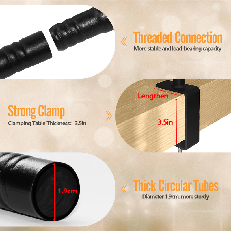 Support de tringle réglable au-dessus de la table avec pinces, Noir, noir, noir, noir