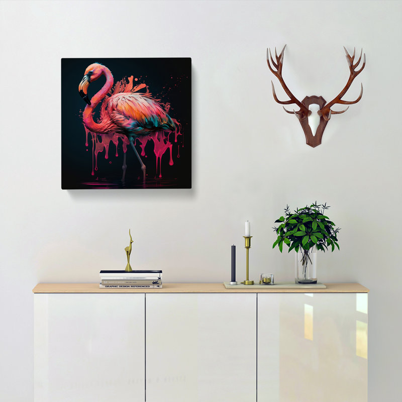 Flamingo Digital Art No.1 - Wrapped Canvas, 50cm H x 50cm W x 3cm D