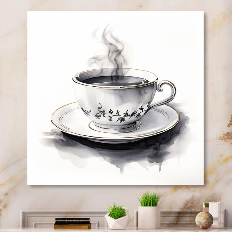 «Chinese Tea Elegance I», art mural en porcelaine, H 16 po x l 16 po