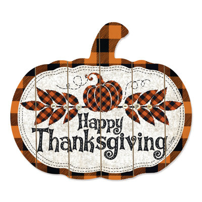 «Happy Thanksgiving» par Linda Spivey, impression d'art textuel sur bois sans cadre