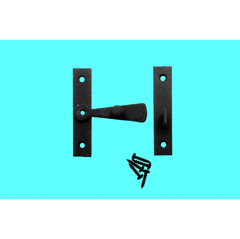 Loquet de porte d'armoire décalé noir en fer forgé 3/8 po, 3 x 2,5 po