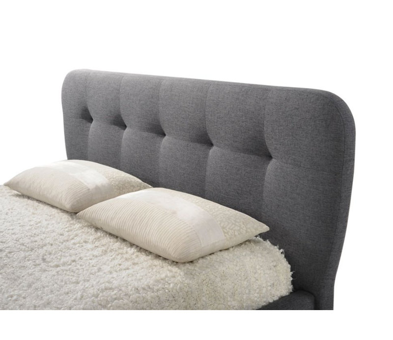 Upholstered Platform Bed, Dark Gray, Queen