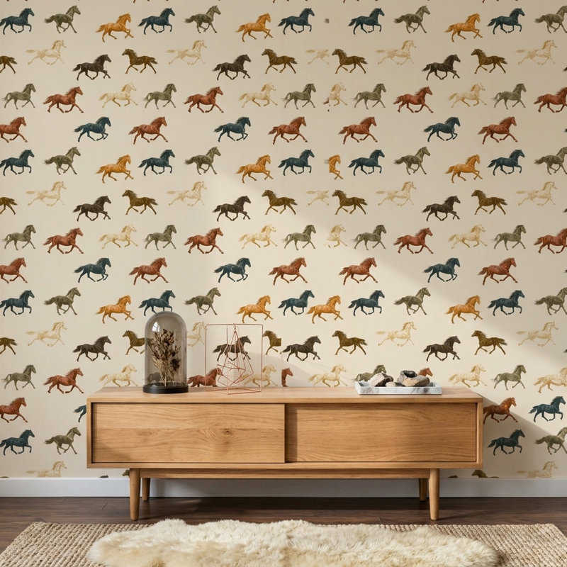 Papier peint décoratif cheval au galop équestre, Non tissé, non collé