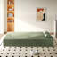 Canapé de sol moderne avec 2 coussins, en velours côtelé vert, pliable