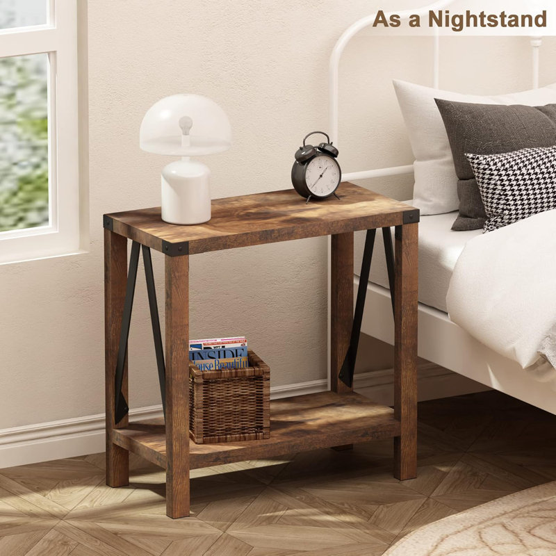 Rustic Brown 2-Pack Wood and Metal Farmhouse End Tables