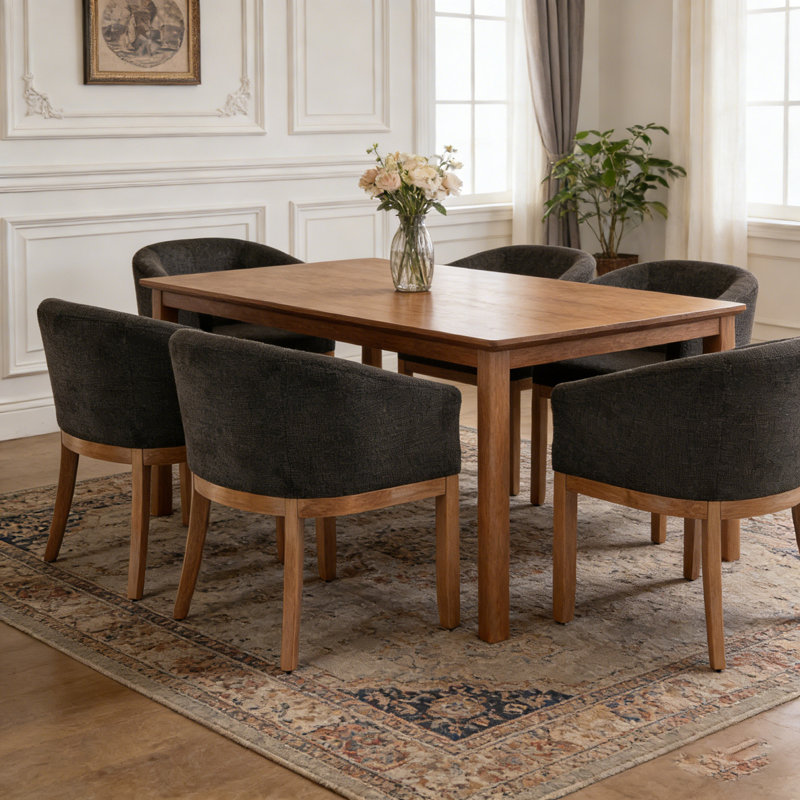 Modern Upholstered Barrel Dining Chairs, Black