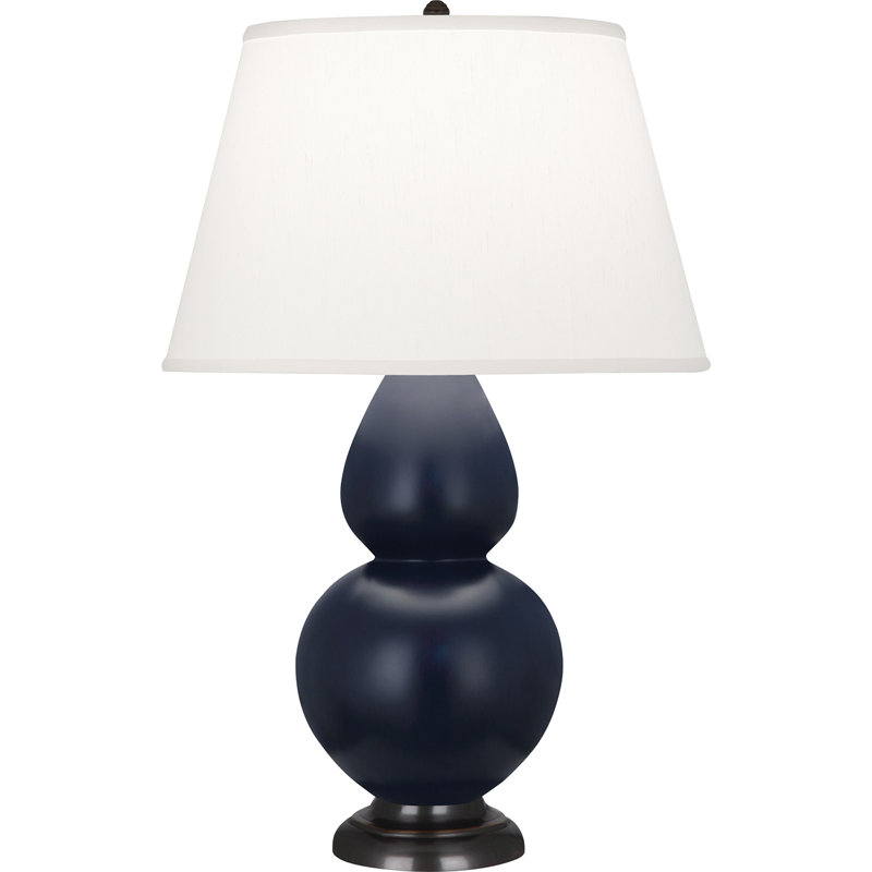 Double Gourd Lamp, White , Matte Midnight Blue/Deep Patina Bronze
