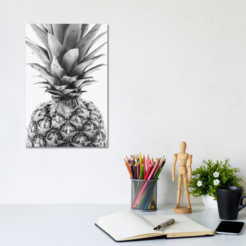 Mono Pineapple - Wrapped Canvas Print, 20.32 cm H x 30.48 cm W