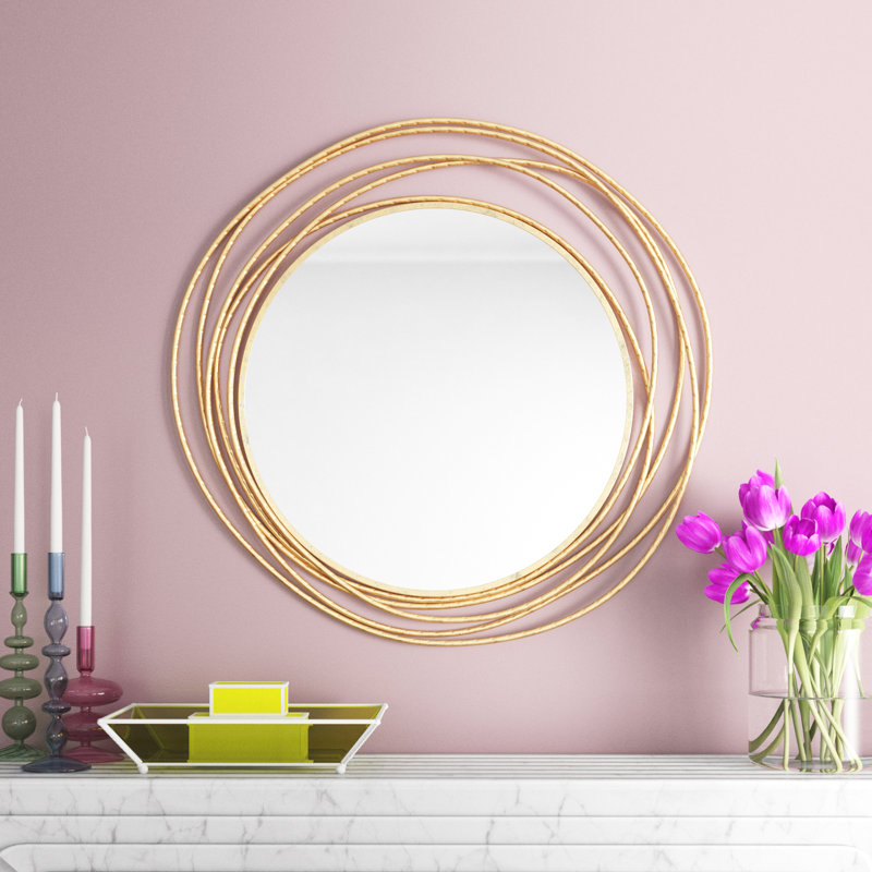 Lorice Gold Metal Wall Mirror with Overlapping Ring Frame 40" x 1" x 38"