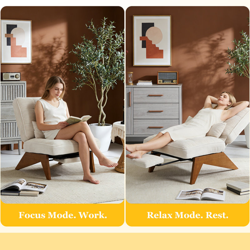 Corduroy Accent Chair with Adjustable Footrest ,Lounge Chair with Adjustable Backrest,Reclining Chair For Reading Room,Living Room,Apartment, Office (Set of 2)