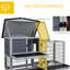 Grande cage avec plateau coulissant et durable, 59,8 po x 20,9 po x 39,2 po, gris, pour un espace de vie extérieur spacieux, protège les lapins des intempéries