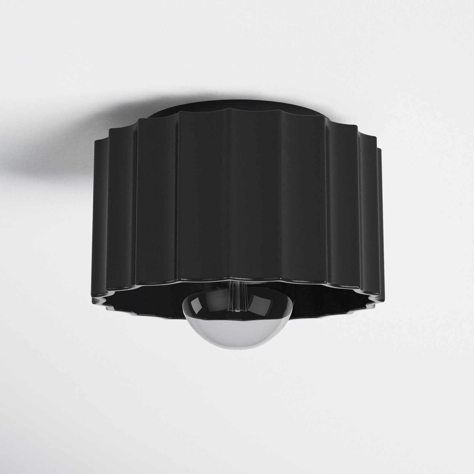 Colgate Single Light Ceramic Flush Mount, Carbon Matte Black, 5" H x 8" W x 8" D