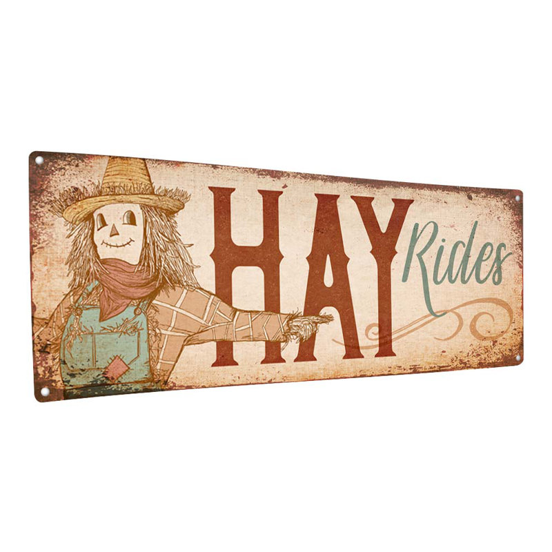 Panneau de foin en métal «Hay Rides», H 4,25 po x l 11,5 po x P 0,04 po