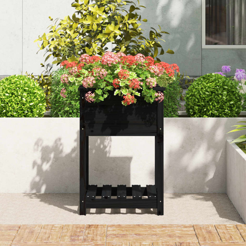 Aalap Wood Raised Garden Bed, Black, 81cm H x 54cm W x 54cm D
