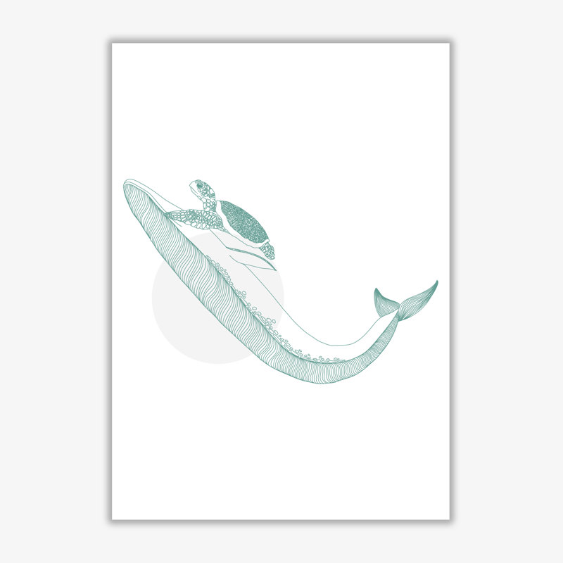 Marine Animals Whale And Turtle - Print, No Frame, 30 cm H x 21 cm W x 1 cm D