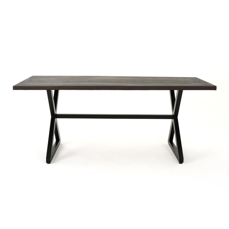 Table de salle à manger extérieure en aluminium, structure en acier, marron/noir, stable et légère, résistante aux intempéries, 177 cm L, 91 cm P, 73 cm H, montage inclus, antirouille, large, profonde et haute, facile à assembler