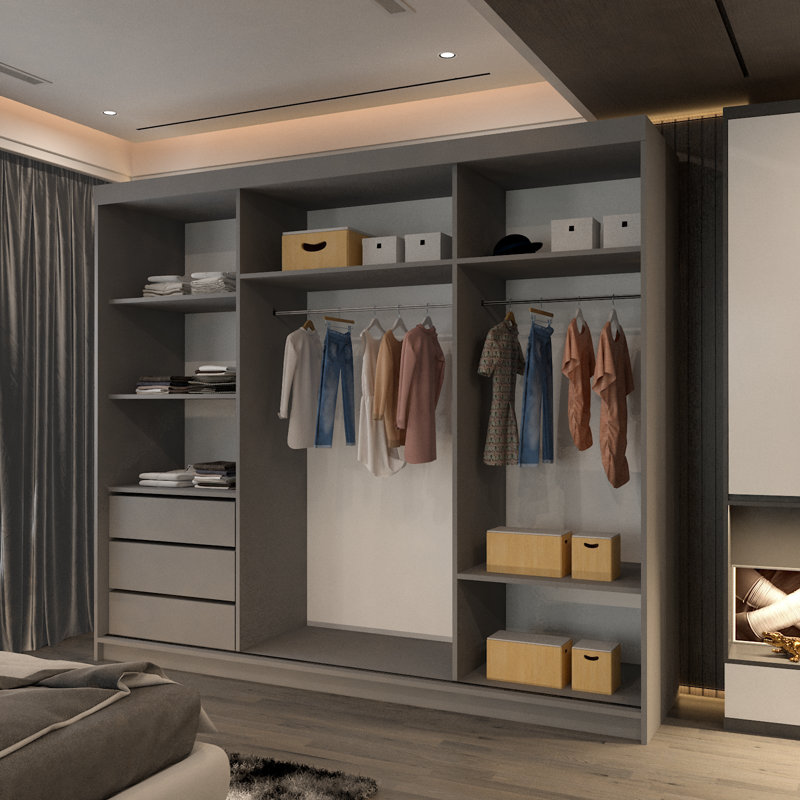 Chuipek 3 Door Manufactured Wood Wardrobe, Grey