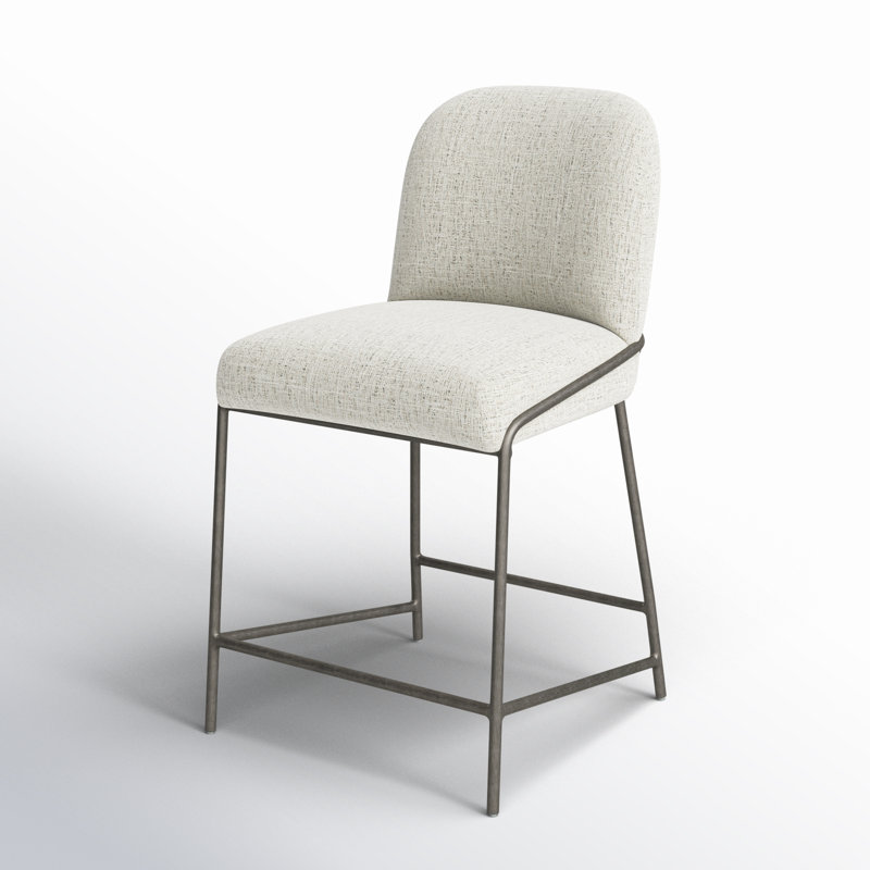 Astrud Upholstered Stool with Metal Frame, Polyester Blend Cream, Counter Stool (25" Seat Height)