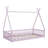 Twin Size Wood House Bed With Fence, Pink-753190090