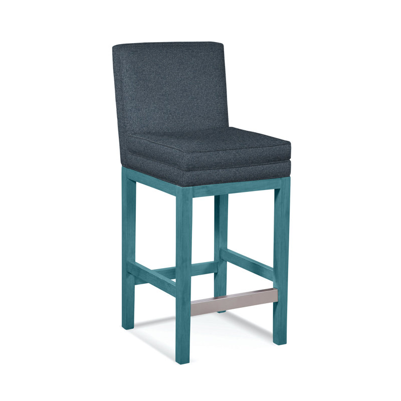 Upholstered Stool, Basic Blue; 0317-63, Nickel Finish