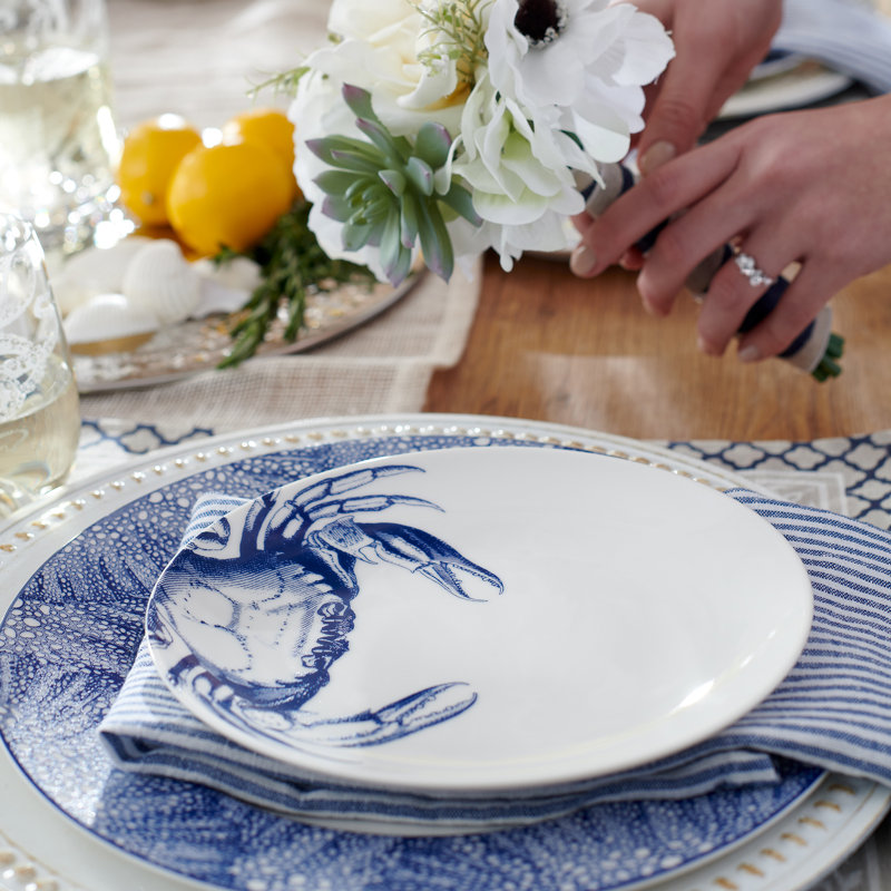 Crabs Handmade Porcelain Salad/Dessert Plate