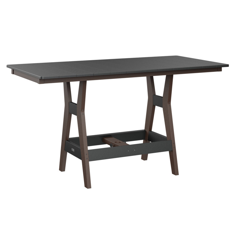 Harbor Outdoor Bar Table, Chocolate Brown, Black, 38.87" H x 66" W x 33" D