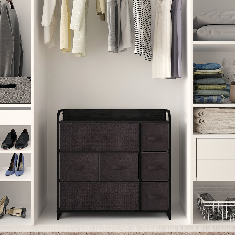 Commode 7 tiroirs H 31,5 po Hajda, Gris pâle